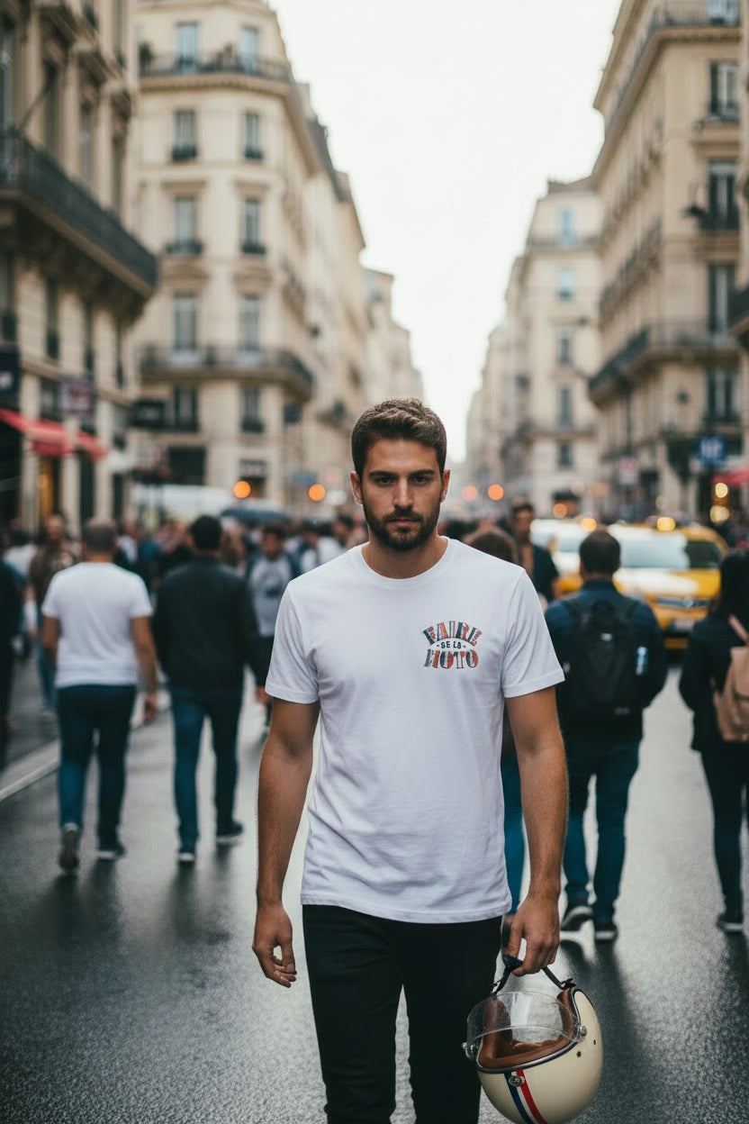 Basic white chest logo tee